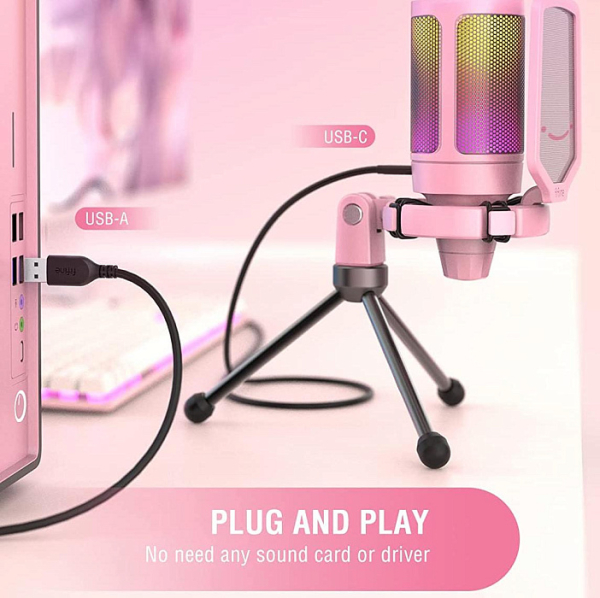 Купить Конденсаторный USB-микрофон Fifine AmpliGame A6V (Pink) 1204756
